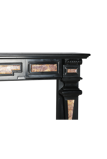 Maison Leon Van den Bogaert Cheminée du XIXe Siècle en Marbre Noir Belge avec Incrustations en Marbre Brocatelle Espagnol