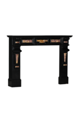 Maison Leon Van den Bogaert 19th Century Antique Fireplace Surround in Black Belgian Marble with Spanish Brocatelle Marble Inlays