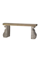 Maison Leon Van den Bogaert Original Antique French Limestone Garden Bench – Architectural Stone Elements with Sculptural Scroll Bases
