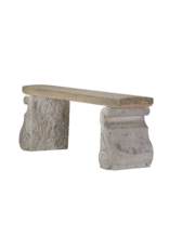 Maison Leon Van den Bogaert Original Antique French Limestone Garden Bench – Architectural Stone Elements with Sculptural Scroll Bases