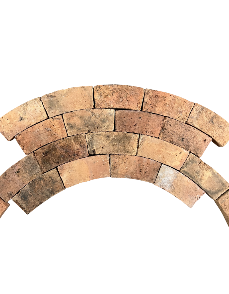 Maison Leon Van den Bogaert Originele Antieke Terracotta Baksteen – Gebogen Massieve Baksteen voor Ronde Muurconstructies, Binnenstraal ~41 cm, 14,5 cm Binnen, 17 cm Buiten, 7,3 cm Breed
