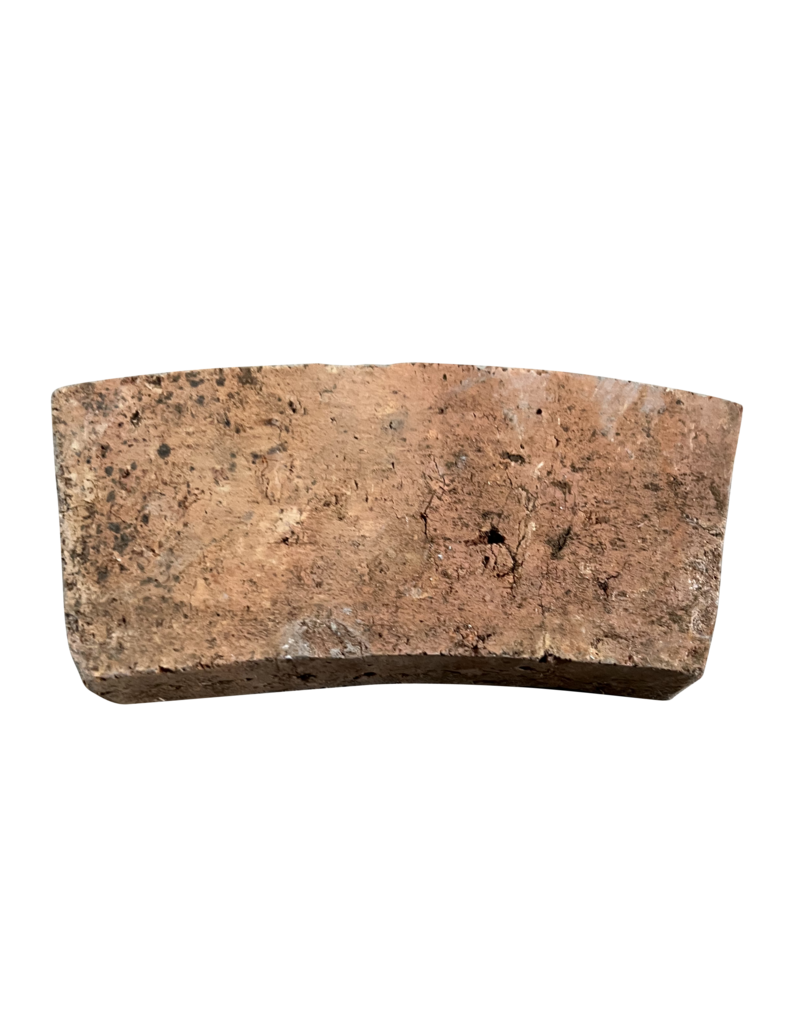 Originele Antieke Terracotta Baksteen – Gebogen Massieve Baksteen voor Ronde Muurconstructies, Binnenstraal ~41 cm, 14,5 cm Binnen, 17 cm Buiten, 7,3 cm Breed