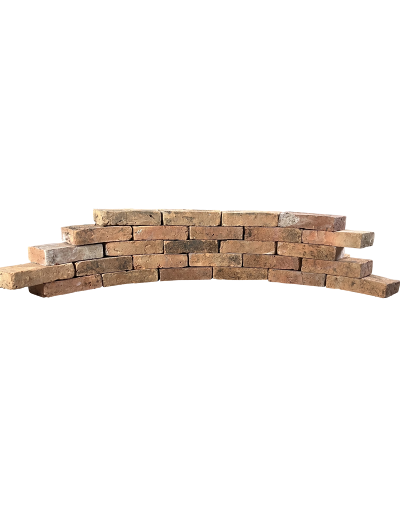 Originele Antieke Terracotta Baksteen – Gebogen Massieve Baksteen voor Ronde Muurconstructies, Binnenstraal ~41 cm, 14,5 cm Binnen, 17 cm Buiten, 7,3 cm Breed