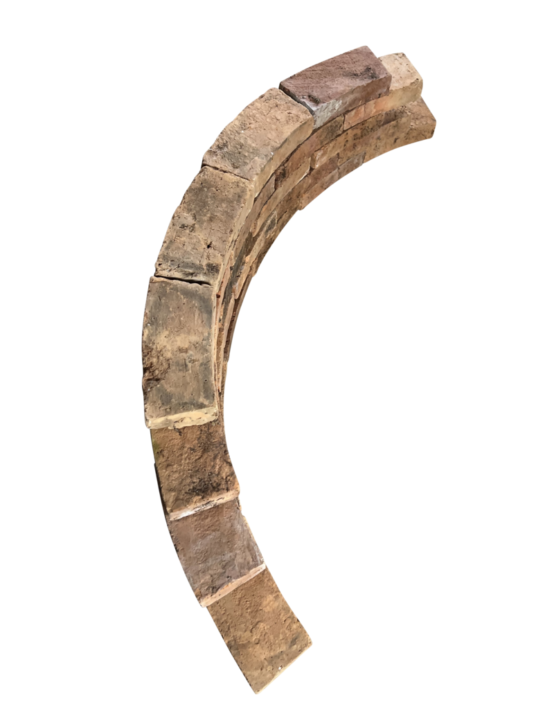 Ladrillo Antiguo Original de Terracota – Ladrillo Macizo Curvo para Construcción de Muros Redondos, Radio Interior ~41 cm, 14,5 cm Interior, 17 cm Exterior, 7,3 cm Ancho