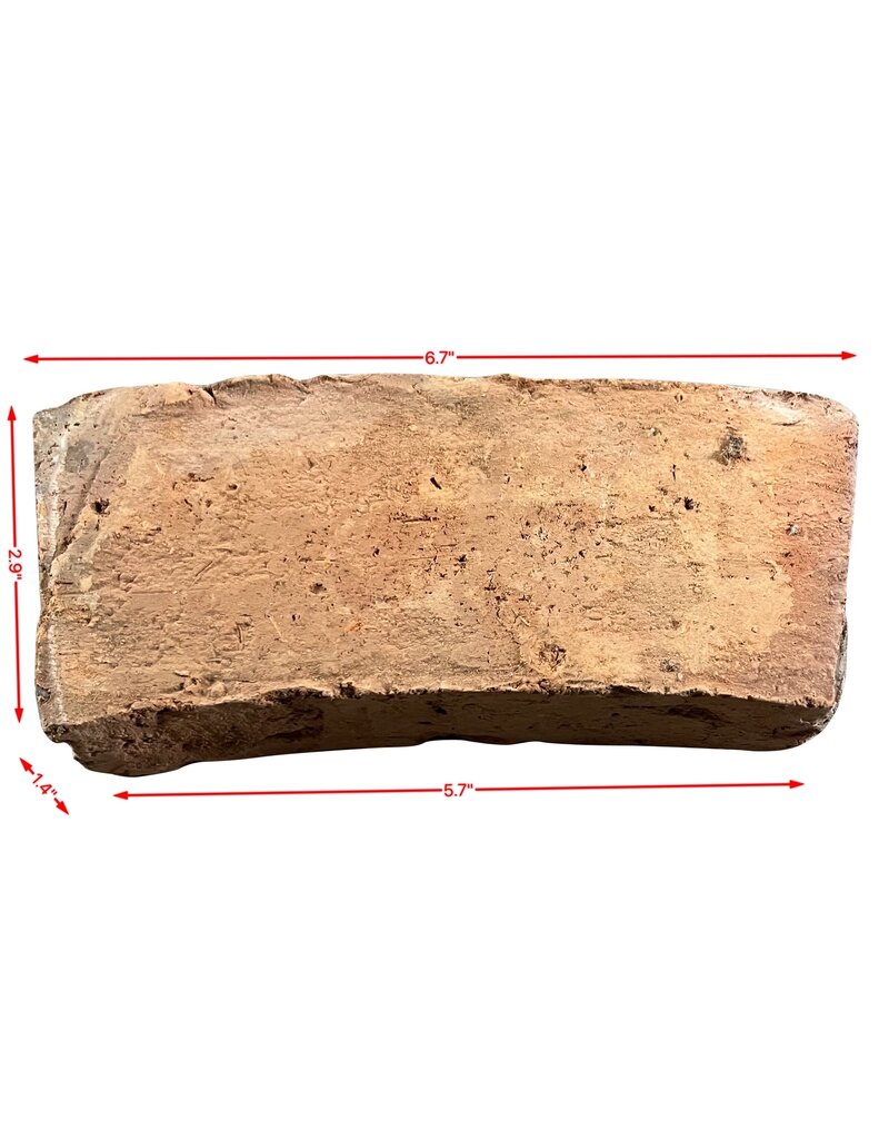 Maison Leon Van den Bogaert Original Antique Terra Cotta Firebrick – Curved Solid Brick for Round Wall Construction, Inside Radius ~41 cm, 14.5cm Inner, 17cm Outer, 7.3cm Wide