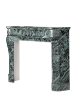 Authentic 19th Century Haussmannien Green Marble Fireplace Mantel – Louis XVI Style with Galbed Fronton and Sculptural Tablet – French Mondial Chic