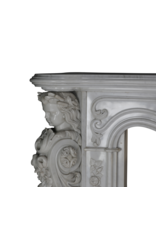 Exceptional 19th Century Napoleon III Carrara Marble Fireplace with Sculptural Female Busts, Floral Garlands and Symbolic Doves of Peace – Second Empire Masterpiece