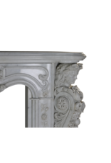 Exceptional 19th Century Napoleon III Carrara Marble Fireplace with Sculptural Female Busts, Floral Garlands and Symbolic Doves of Peace – Second Empire Masterpiece