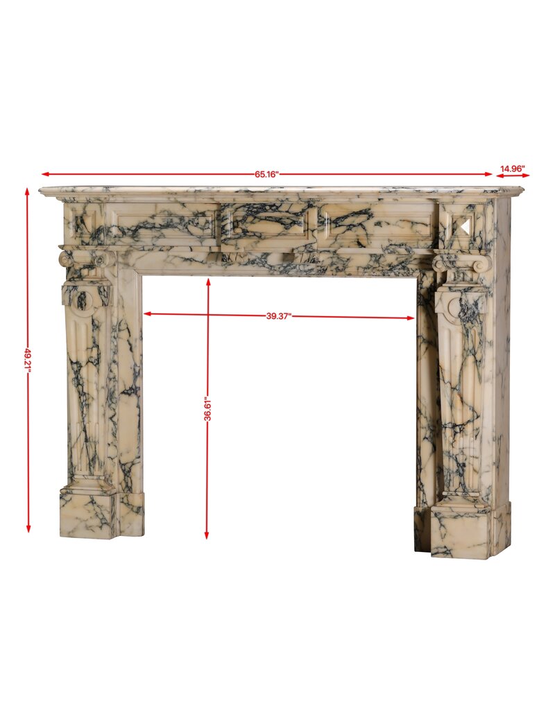 Maison Leon Van den Bogaert 19th Century Brussels Notary Marble Fireplace Mantel – Refined Belgian Architectural Antique in Luminous Veined Marble