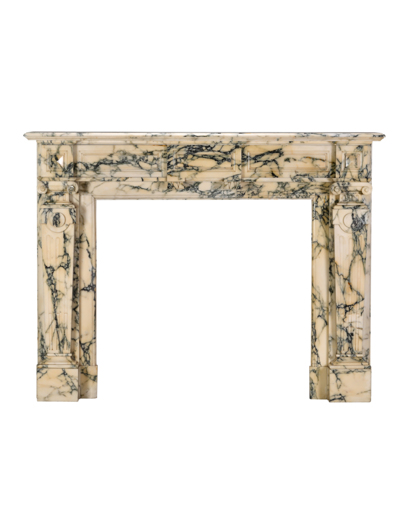 Maison Leon Van den Bogaert 19th Century Brussels Notary Marble Fireplace Mantel – Refined Belgian Architectural Antique in Luminous Veined Marble