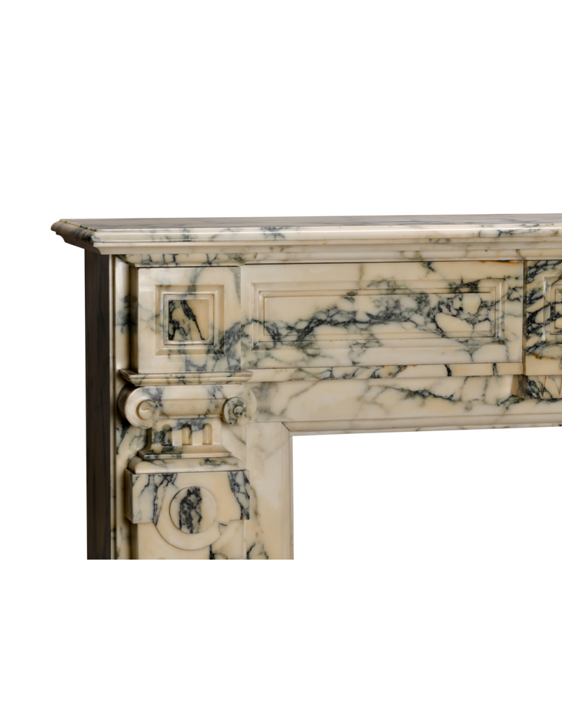 Maison Leon Van den Bogaert 19th Century Brussels Notary Marble Fireplace Mantel – Refined Belgian Architectural Antique in Luminous Veined Marble