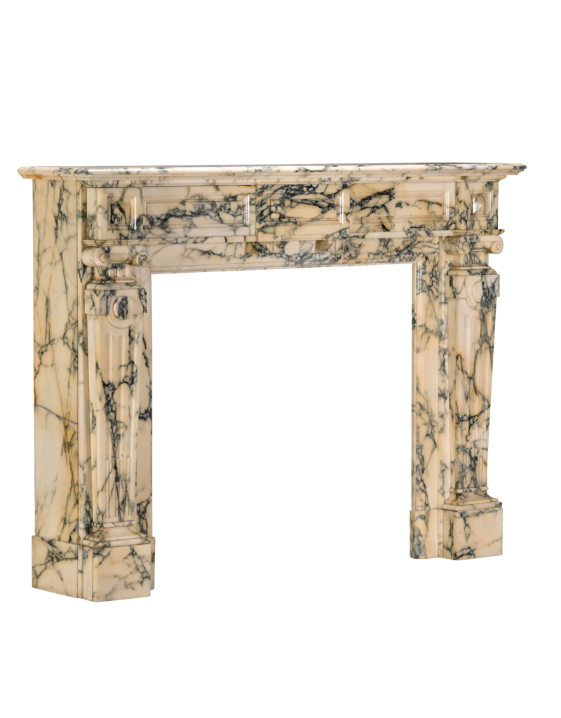 Maison Leon Van den Bogaert 19th Century Brussels Notary Marble Fireplace Mantel – Refined Belgian Architectural Antique in Luminous Veined Marble