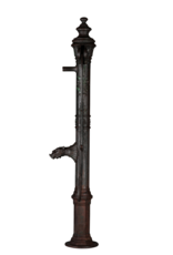 Monumental 19th Century Cast Iron Water Pump with Floral Reliefs and Sculpted Spout Head