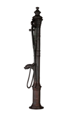 Maison Leon Van den Bogaert Monumentale 19e-Eeuwse Gietijzeren Waterpomp met Florale Reliëfs en Gesculpteerde Uitloopkop