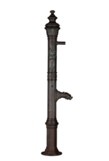 Monumental 19th Century Cast Iron Water Pump with Floral Reliefs and Sculpted Spout Head