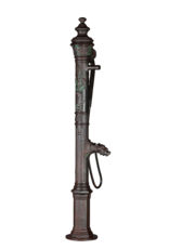 Monumental 19th Century Cast Iron Water Pump with Floral Reliefs and Sculpted Spout Head