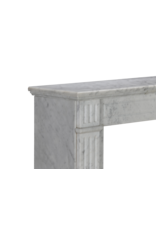 Elegant 19th Century Louis XVI Carrara Marble Fireplace Surround with Fluted Columns