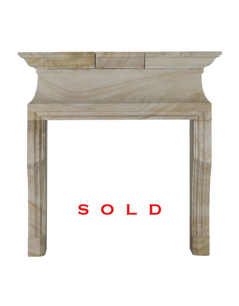Classic French Louis XIV Limestone Fireplace Mantel (20th Century) – Sculptural Minimal Design for Luxury Living | Authentic Chimney Piece