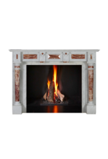Exclusieve 19e Eeuwse Witte Marmeren Schouw met Perzisch Rood Onyx Zuilen – Luxe Antieke Sierschouw