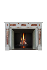 Exclusieve 19e Eeuwse Witte Marmeren Schouw met Perzisch Rood Onyx Zuilen – Luxe Antieke Sierschouw