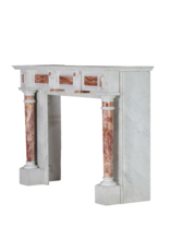 Maison Leon Van den Bogaert Exceptionnelle Cheminée du XIXe Siècle en Marbre Blanc avec Détails en Onyx Rouge Perse – Pièce de Luxe Antique