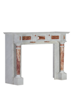 Exclusieve 19e Eeuwse Witte Marmeren Schouw met Perzisch Rood Onyx Zuilen – Luxe Antieke Sierschouw
