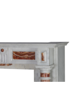 Exclusieve 19e Eeuwse Witte Marmeren Schouw met Perzisch Rood Onyx Zuilen – Luxe Antieke Sierschouw