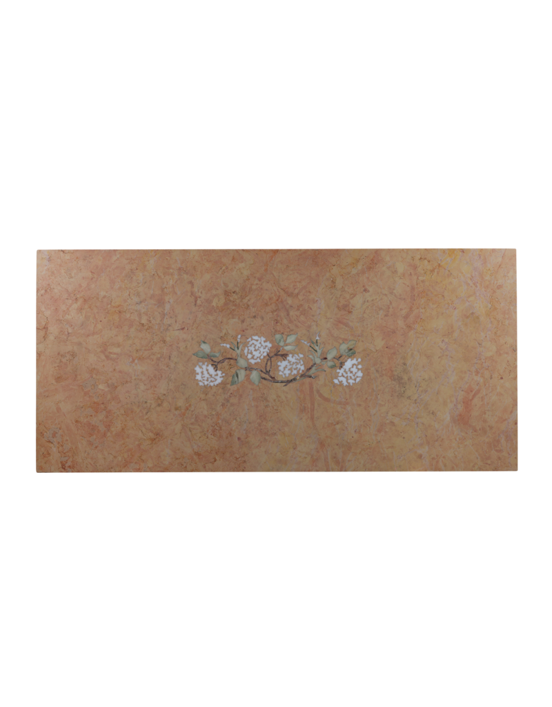 Maison Leon Van den Bogaert Exclusieve Franse Rose Liseron Marmeren Decoratieve Plaat met Bloemen Inlegwerk – Monumentaal Luxe Statement