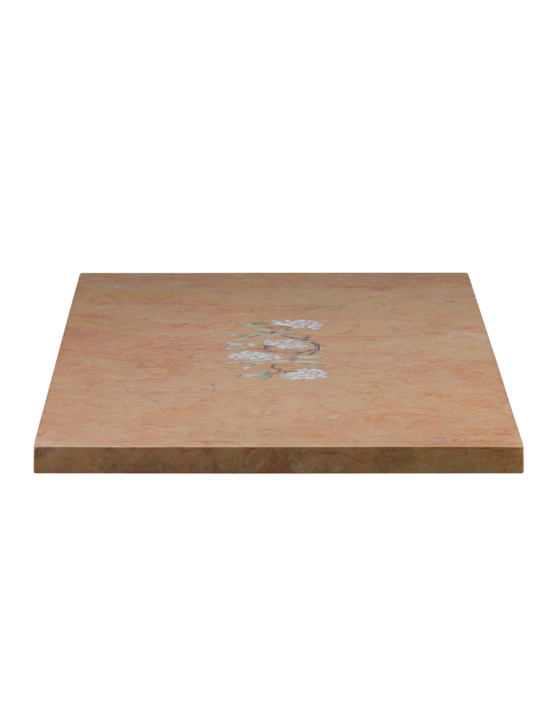 Maison Leon Van den Bogaert Placa Monumental en Mármol Rose Liseron con Incrustación Floral – Declaración de Lujo