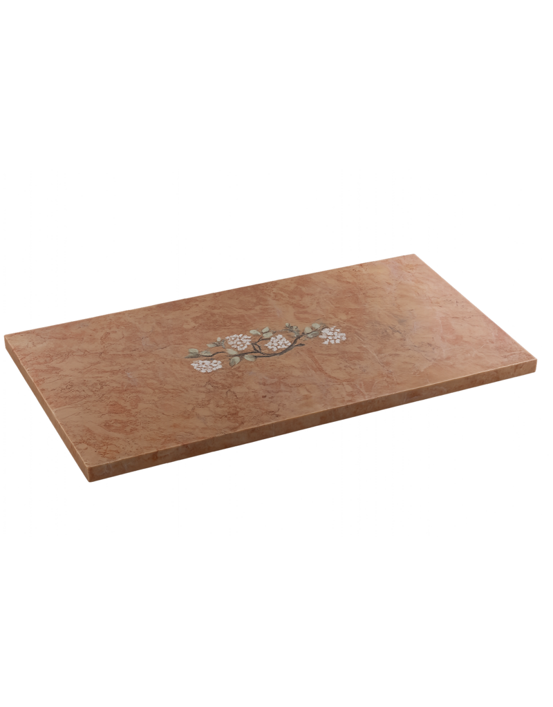 Maison Leon Van den Bogaert Exclusieve Franse Rose Liseron Marmeren Decoratieve Plaat met Bloemen Inlegwerk – Monumentaal Luxe Statement