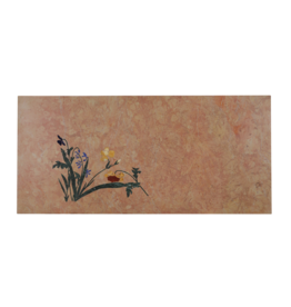 French Rose Liseron Marble Decorative Plate with Fine Pietra Dura Floral Inlay