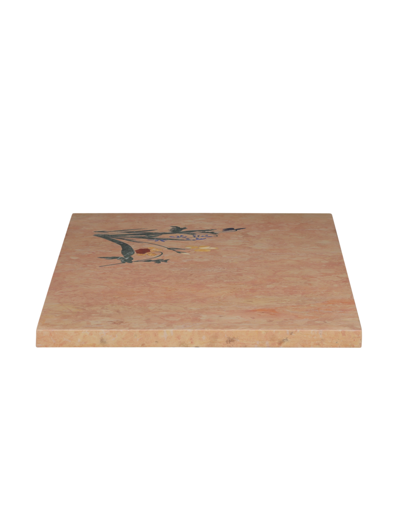 Luxuriöse Rose Liseron Marmor Dekorplatte mit feiner Pietra Dura Blumenintarsie – Skulpturales Statement für Tisch, Wand oder Boden