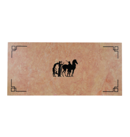 Maison Leon Van den Bogaert French Rose Liseron Marble Plate with Classical Silhouette Inlay