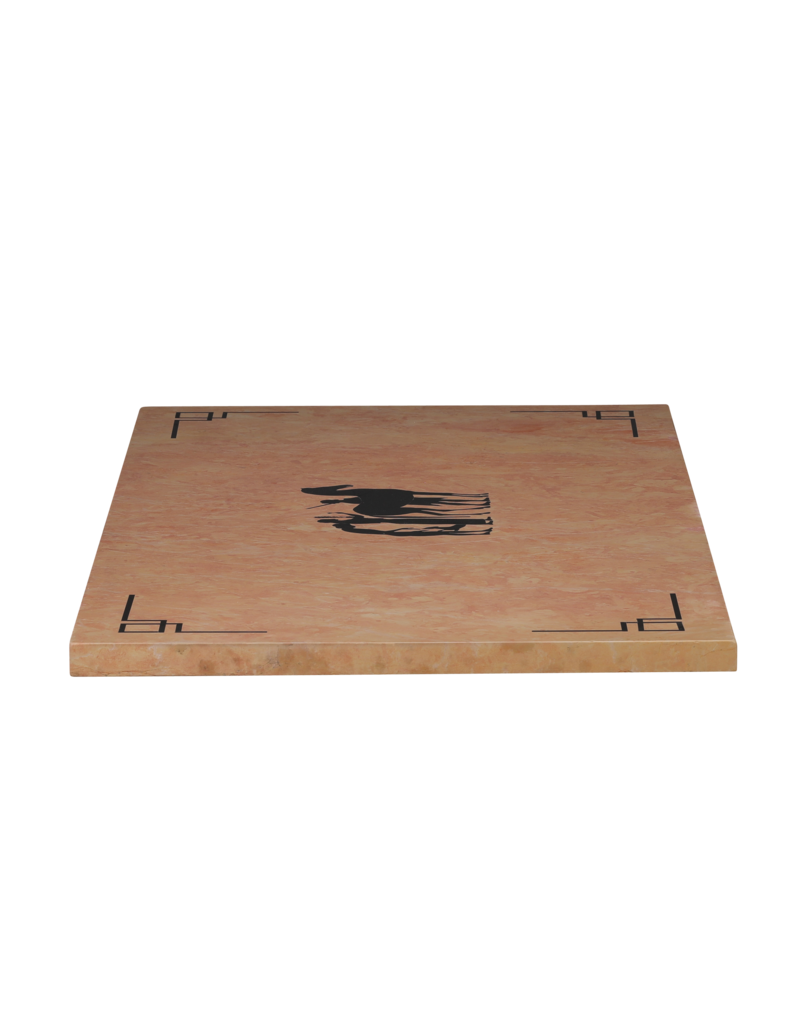 Maison Leon Van den Bogaert Luxe Franse Rose Liseron Marmeren Decoratieve Plaat met Klassiek Zwart Marmeren Silhouet Inleg – Architecturaal Statement voor Tafel, Console, Wand of Vloer