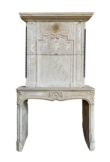 Classic Vintage Fireplace Surround In Limestone With Upper Mantle