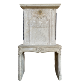 Classic Antique Fireplace Surround In Limestone With Upper Mantle