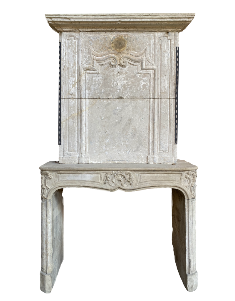 Maison Leon Van den Bogaert Klassische Vintage Kamin Maske Aus Kalkstein Mit Oberem Mantel