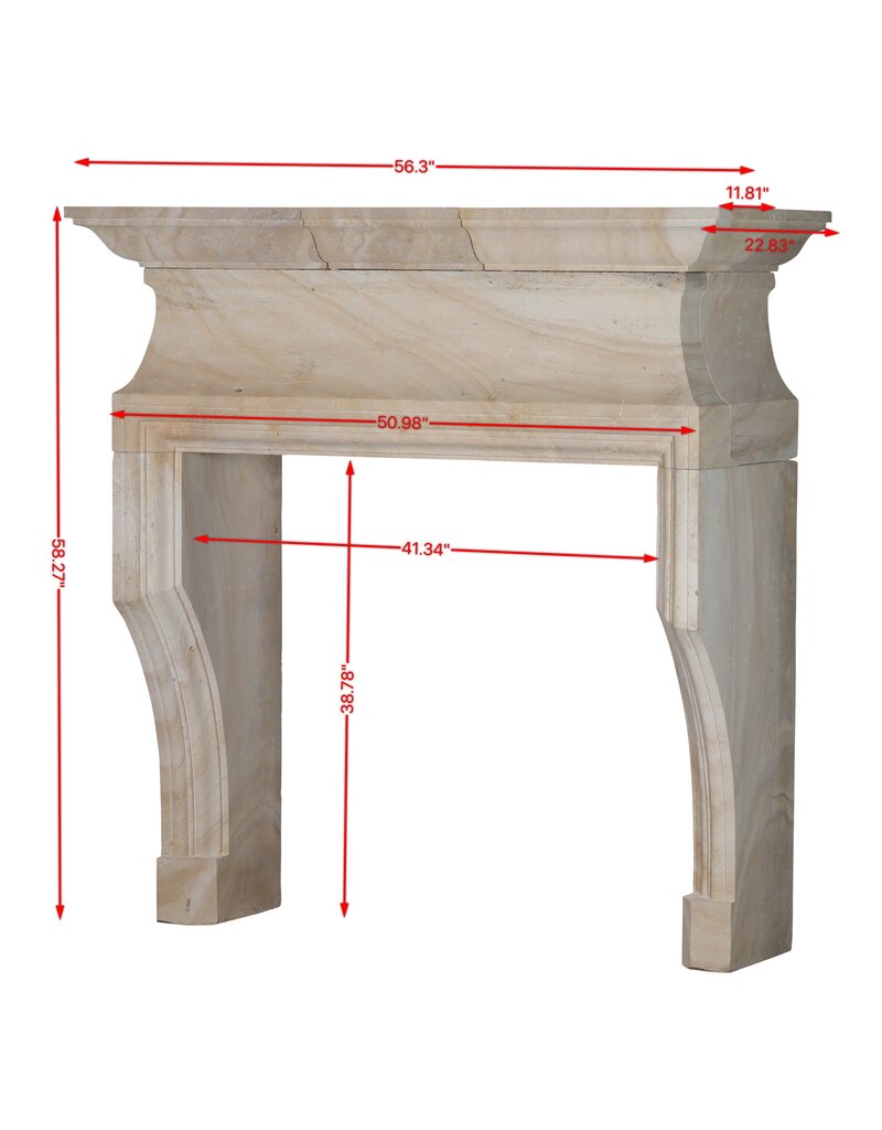 Maison Leon Van den Bogaert Antique Fireplaces & Vintage Architectural Elements Klassischer französischer Louis XIV Kalkstein-Kaminmantel (20. Jahrhundert) – Skulpturales Minimal-Design für luxuriöses Wohnen | Authentisches Kaminstück (472 Kg)