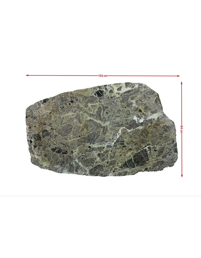 Exceptionnelle dalle en marbre vert ancien 133 x 84 cm – forme organique – surface oxydée – plateau de table de luxe ou œuvre murale
