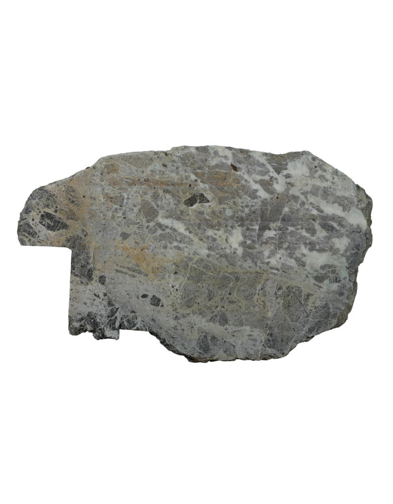 Maison Leon Van den Bogaert Seltenes Antikes Grünes Marmorfragment 129 cm – Originale Architektonische Skulpturplatte in Oliv- und Grautönen