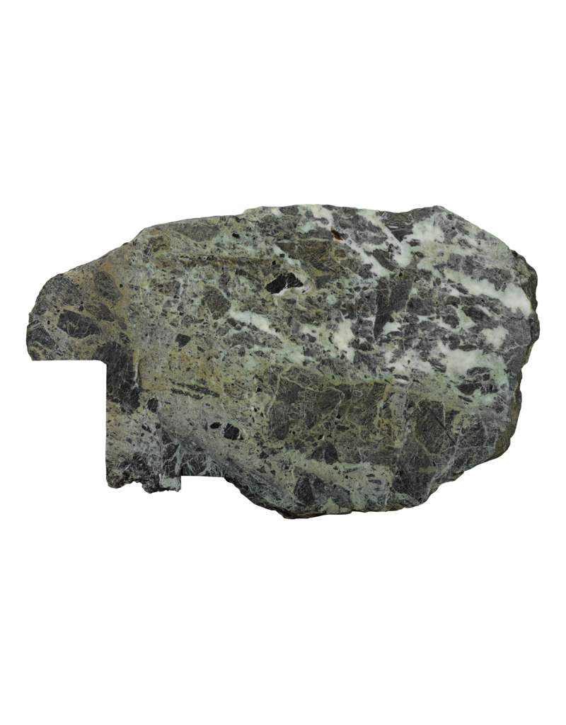 Maison Leon Van den Bogaert Rare Antique Green Marble Fragment 129 cm – Original Sculptural Architectural Slab in Olive & Grey Mineral Stone – Luxury Statement Piece for Interior Design