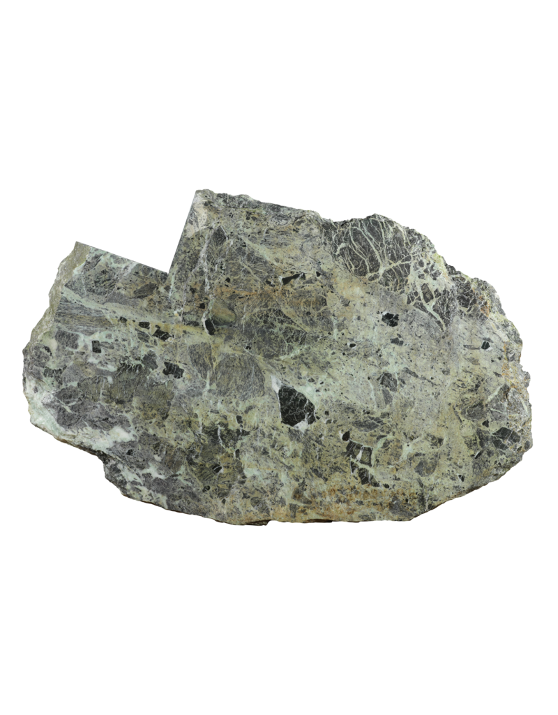 Maison Leon Van den Bogaert Seltenes Antikes Grünes Marmorfragment 119 x 77 cm – Naturstein Tisch Platte mit organischer Form und historischen Schnittspuren