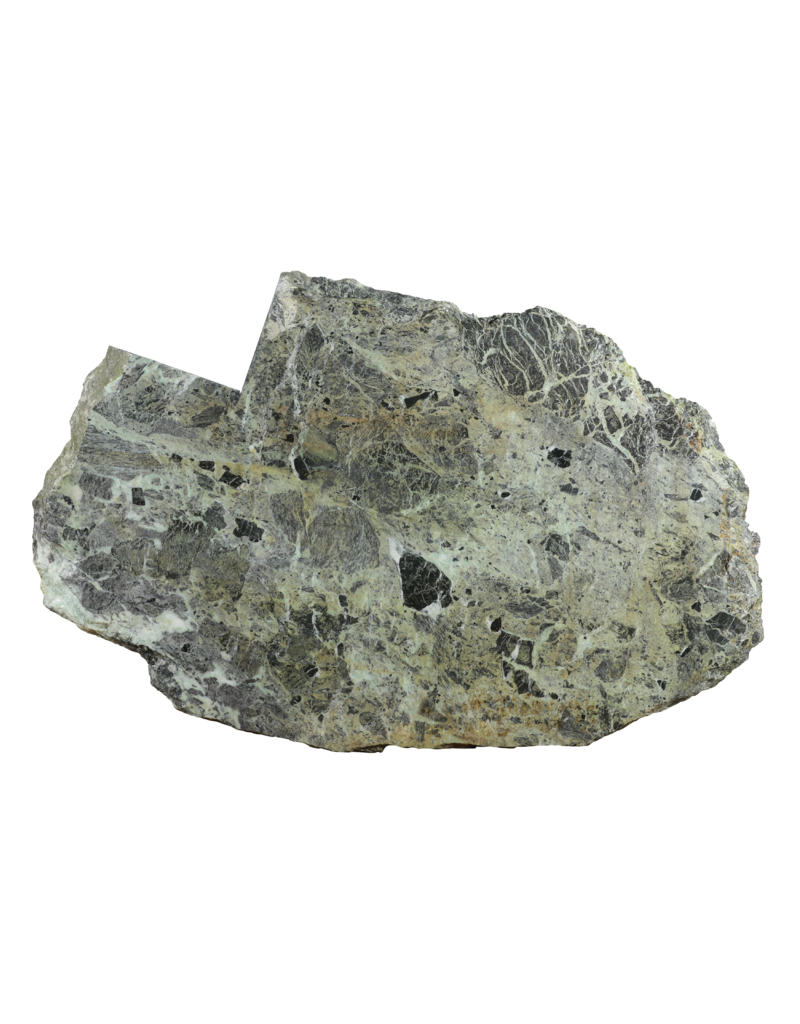 Seltenes Antikes Grünes Marmorfragment 119 x 77 cm – Naturstein Tisch Platte mit organischer Form und historischen Schnittspuren