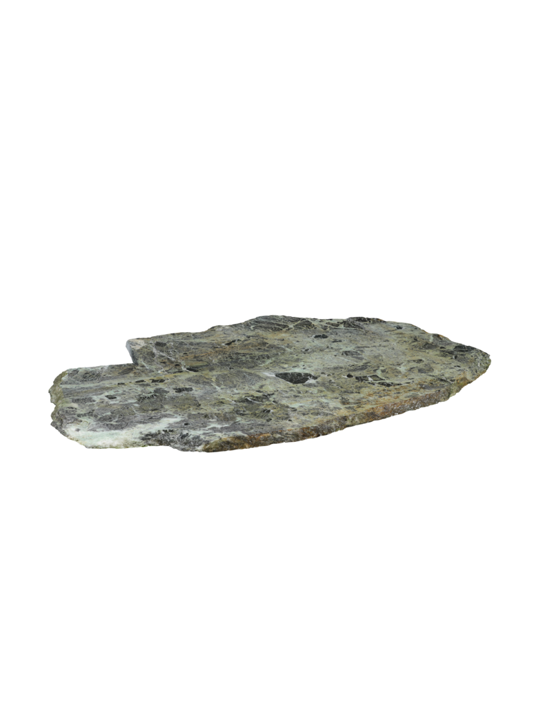 Maison Leon Van den Bogaert Rare Antique Green Marble Fragment 119 x 77 cm – Table Slab with Organic Form and Historic Cutting Traces – Luxury Interior Statement Piece