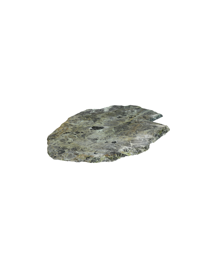 Seltenes Antikes Grünes Marmorfragment 119 x 77 cm – Naturstein Tisch Platte mit organischer Form und historischen Schnittspuren