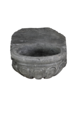 Maison Leon Van den Bogaert Rare Antique Belgian Blue Limestone Benetier – Hand Carved Sculptural Wall Basin in Oxidised Hardstone for Luxury Powder Room or Guest Restroom