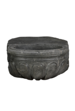 Maison Leon Van den Bogaert Rare Antique Belgian Blue Limestone Benetier – Hand Carved Sculptural Wall Basin in Oxidised Hardstone for Luxury Powder Room or Guest Restroom