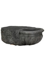 Maison Leon Van den Bogaert Rare Antique Belgian Blue Limestone Benetier – Hand Carved Sculptural Wall Basin in Oxidised Hardstone for Luxury Powder Room or Guest Restroom