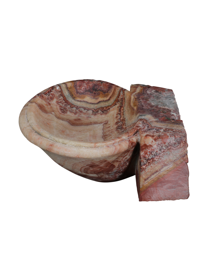 Maison Leon Van den Bogaert Original Antique Onyx Benitier Wall Basin – Hand Carved Water Font – Luxury Powder Room & Guest Restroom Sink