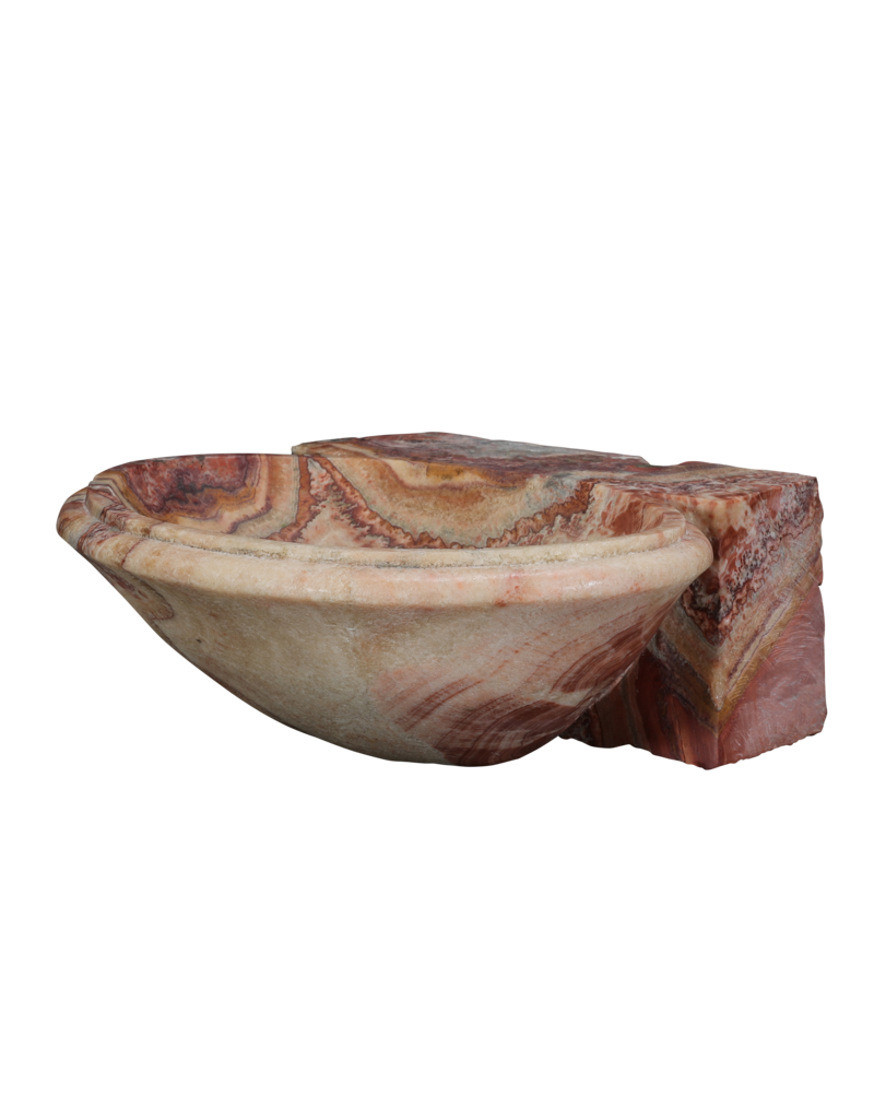 Maison Leon Van den Bogaert Original Antique Onyx Benitier Wall Basin – Hand Carved Water Font – Luxury Powder Room & Guest Restroom Sink